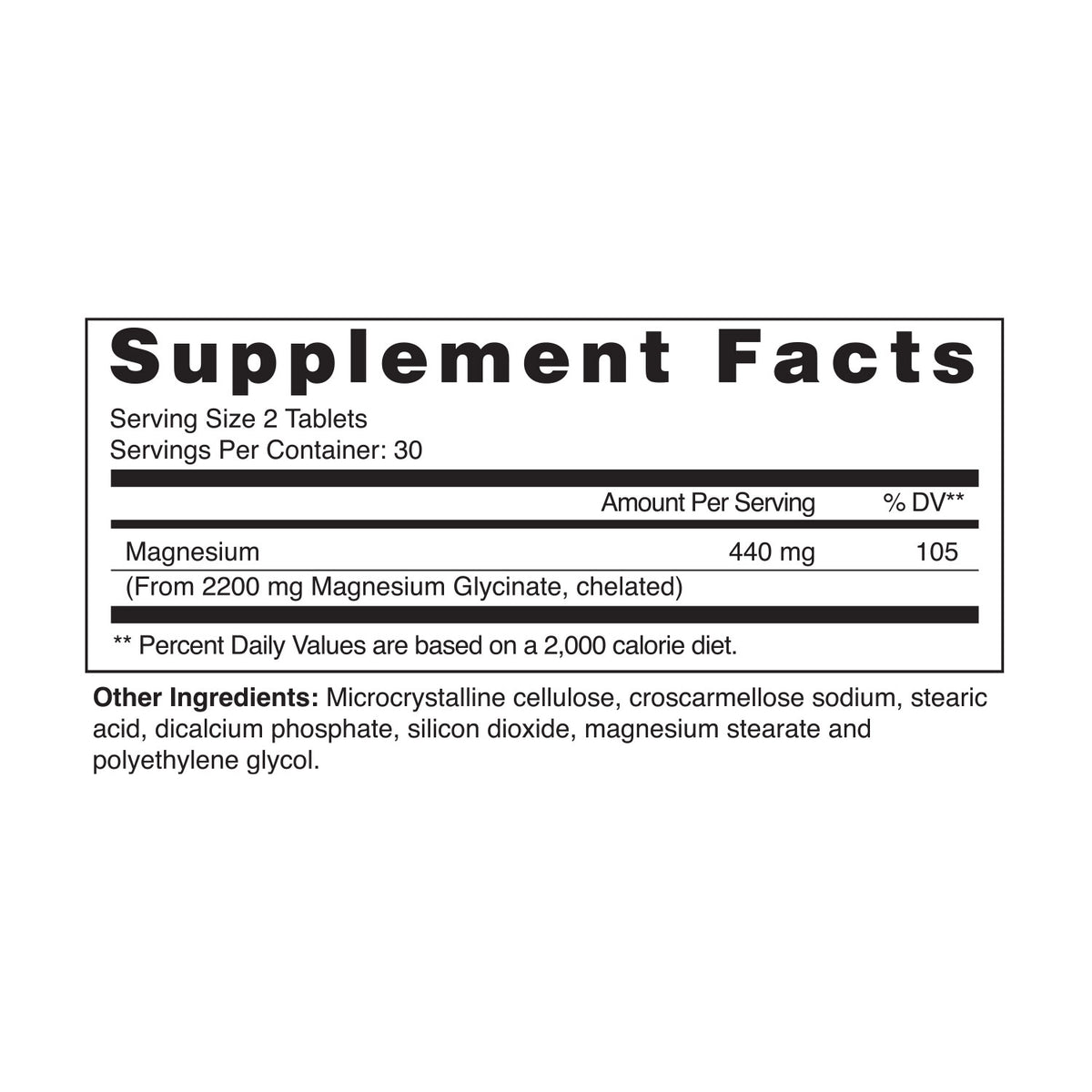 Magnesium Glycinate 2200mg - Premium Chelated Formula